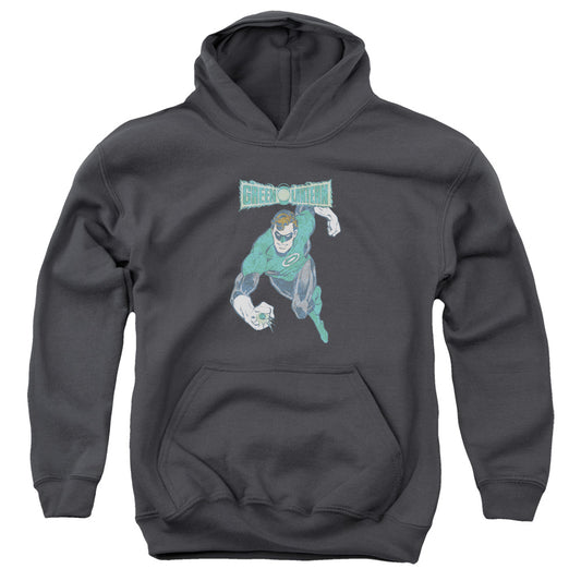 DC Comics Desaturated Green Lantern Kids Youth Hoodie Charcoal