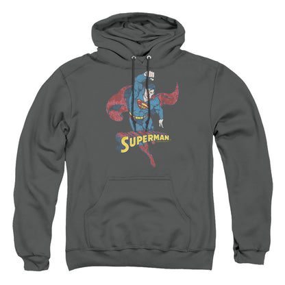 Dco Desaturated Superman Mens Hoodie Charcoal