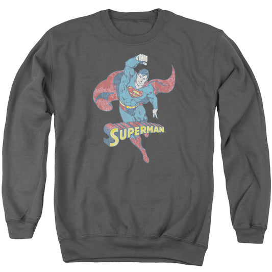 DC Comics Desaturated Superman Mens Crewneck Sweatshirt Charcoal