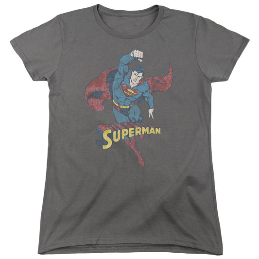 DC Comics Desaturated Superman Womens T Shirt Charcoal