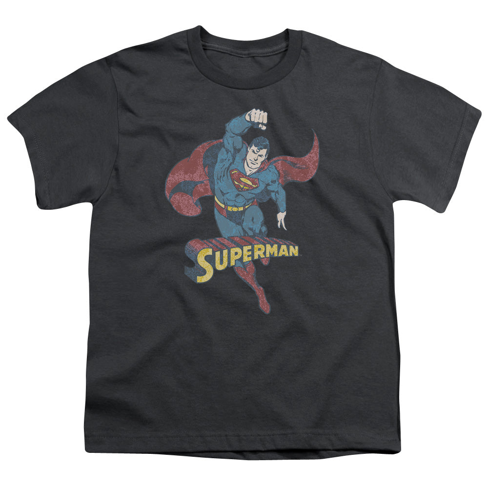 DC Comics Desaturated Superman Kids Youth T Shirt Charcoal