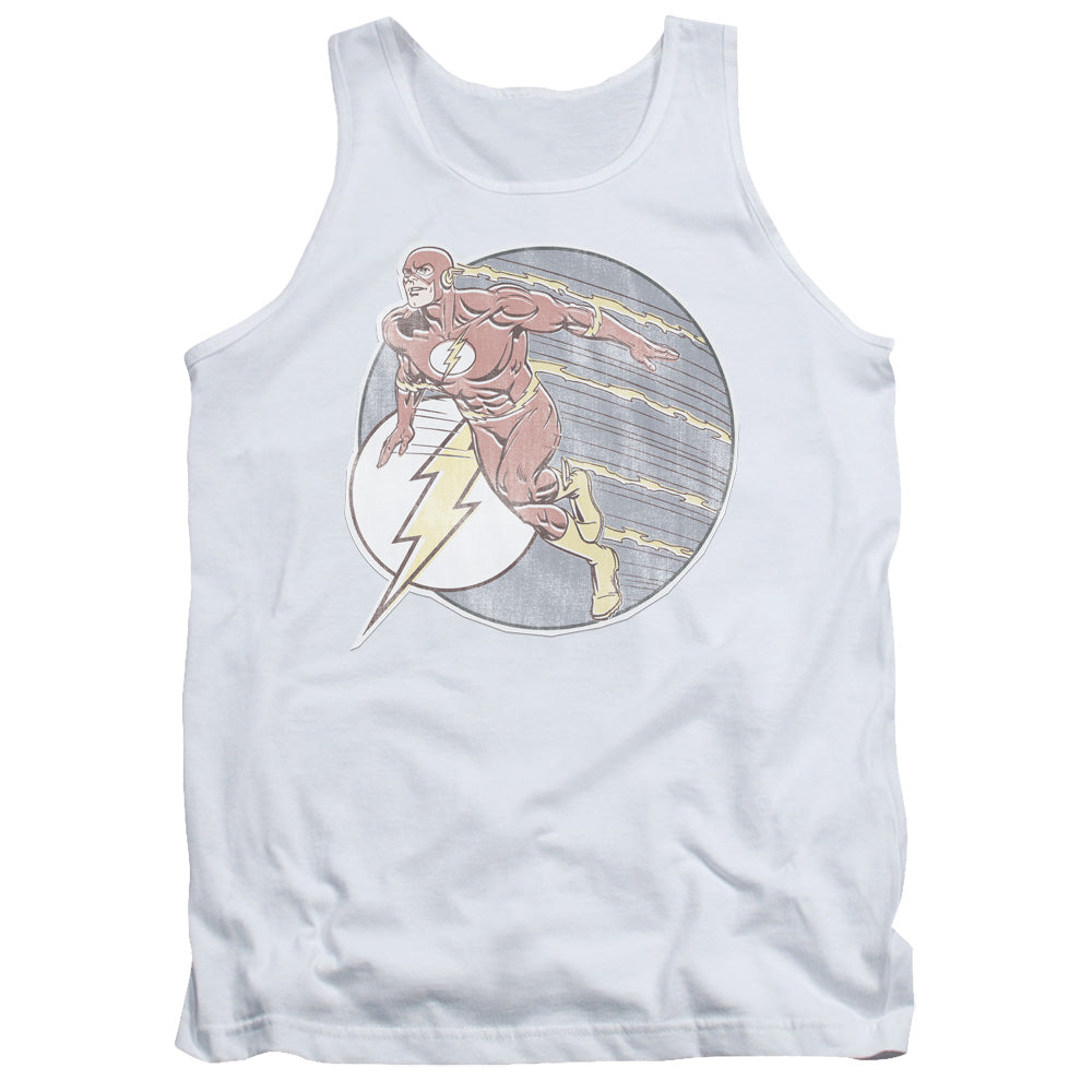 DC Comics Flash Retro Flash Iron on Mens Tank Top Shirt White