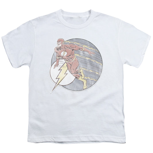 DC Comics Flash Retro Flash Iron on Kids Youth T Shirt White