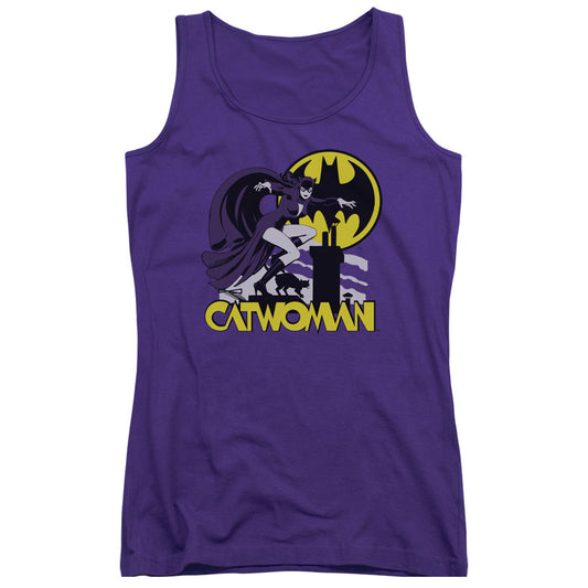 DC Comics Rooftop Cat Womens Tank Top Shirt Purple