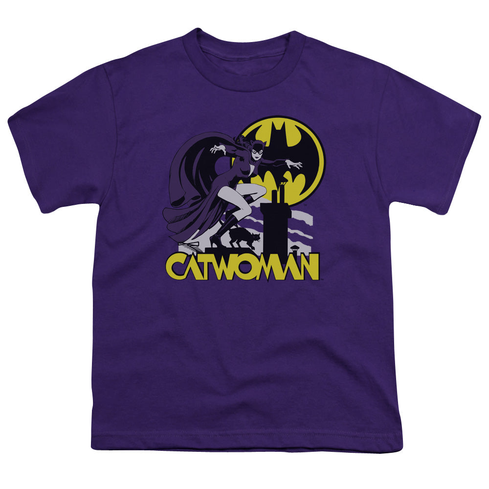 DC Comics Rooftop Cat Kids Youth T Shirt Purple