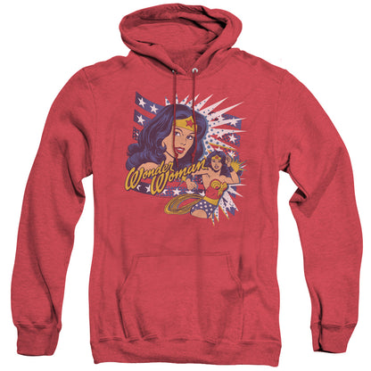 Dco Pop Art Wonder Mens Heather Hoodie Red Officially Licensed