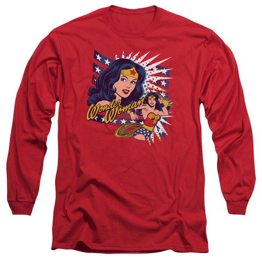 DC Comics Pop Art Wonder Mens Long Sleeve Shirt Red