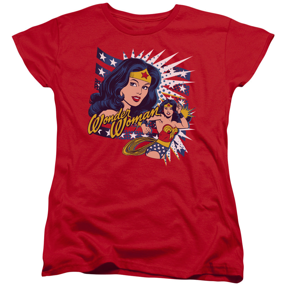DC Comics Pop Art Wonder Womens T Shirt Red
