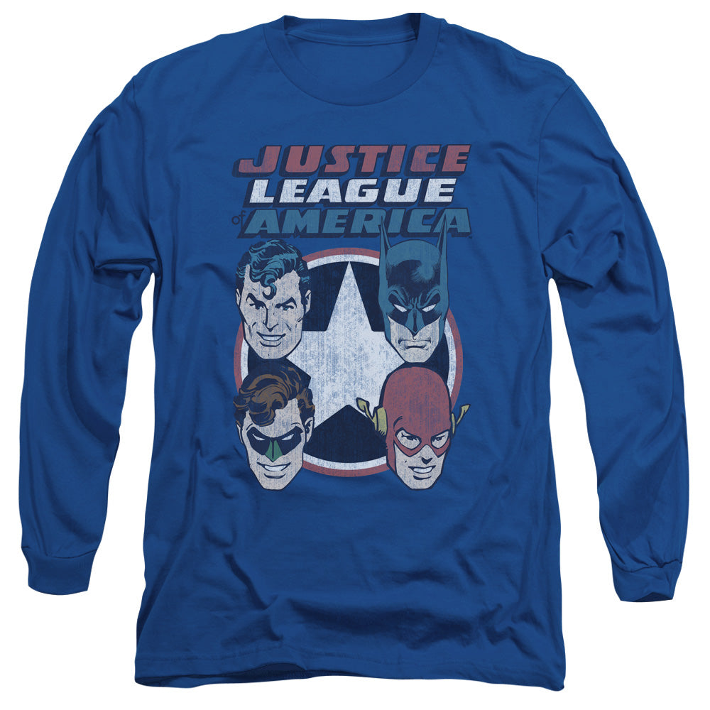 DC Comics 4 Stars Mens Long Sleeve Shirt Royal Blue
