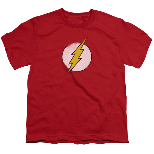 DC Comics Flash Rough Flash Logo Kids Youth T Shirt Red