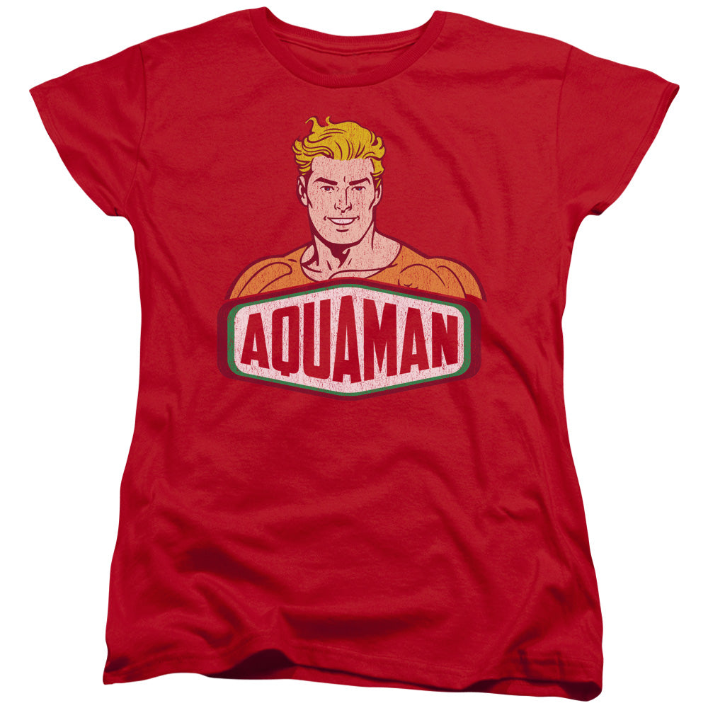 DC Comics Aquaman Sign Womens T Shirt Red