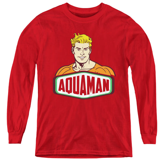 DC Comics Aquaman Sign Long Sleeve Kids Youth T Shirt Red