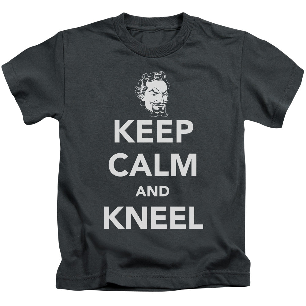 DC Comics Keep Calm and Kneel Juvenile Kids Youth T Shirt Charcoal 