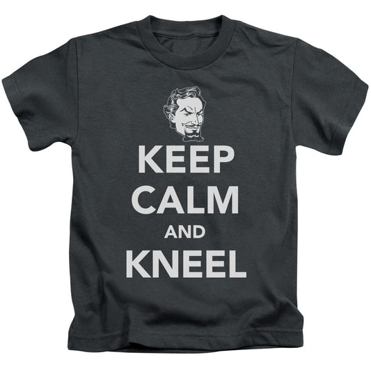 DC Comics Keep Calm and Kneel Juvenile Kids Youth T Shirt Charcoal 