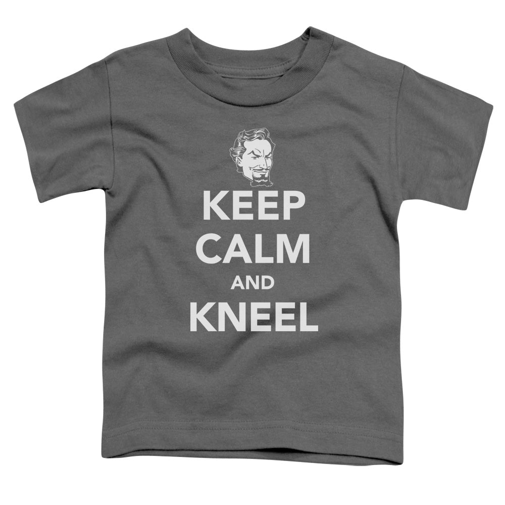 DC Comics Keep Calm and Kneel Toddler Kids Youth T Shirt Charcoal