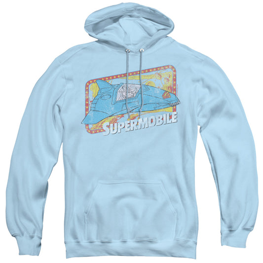 DC Comics Supermobile Mens Hoodie Light Blue