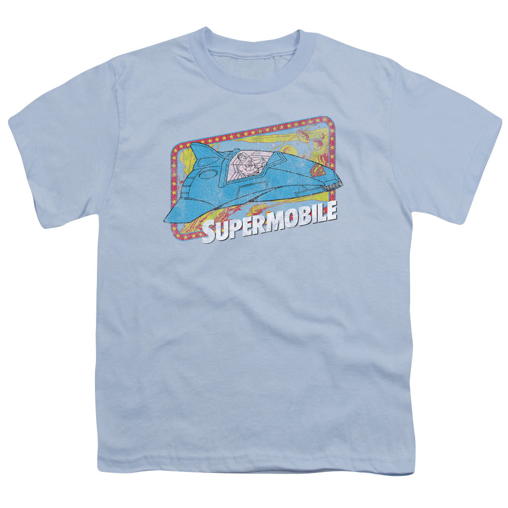DC Comics Supermobile Kids Youth T Shirt Light Blue