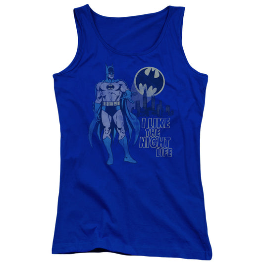 DC Comics Night Life Womens Tank Top Shirt Royal Blue