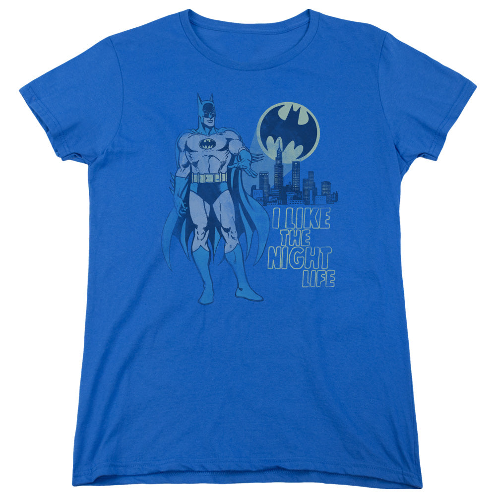 DC Comics Night Life Womens T Shirt Royal Blue