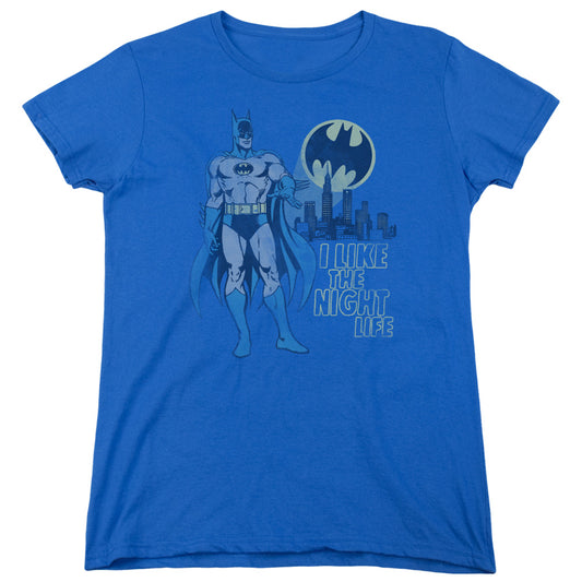 DC Comics Night Life Womens T Shirt Royal Blue