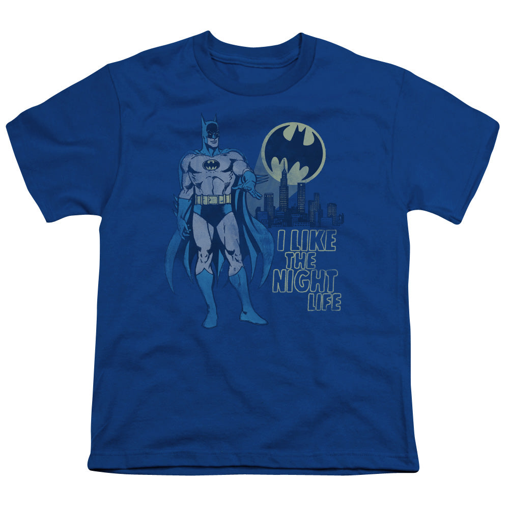 DC Comics Night Life Kids Youth T Shirt Royal Blue