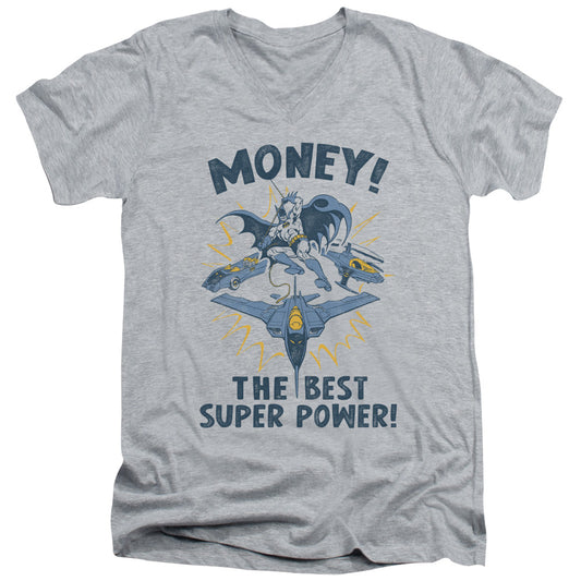 DC Comics Money Mens Slim Fit V Neck T Shirt Athletic Heather
