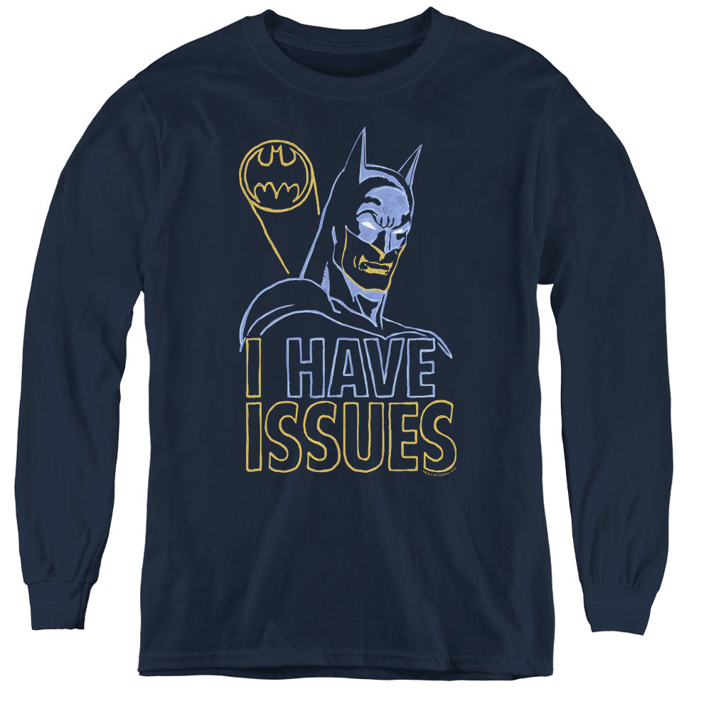 DC Comics Issues Long Sleeve Kids Youth T Shirt Navy Blue