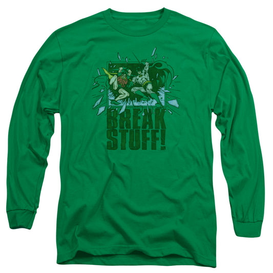 DC Comics Break Stuff Mens Long Sleeve Shirt Kelly Green