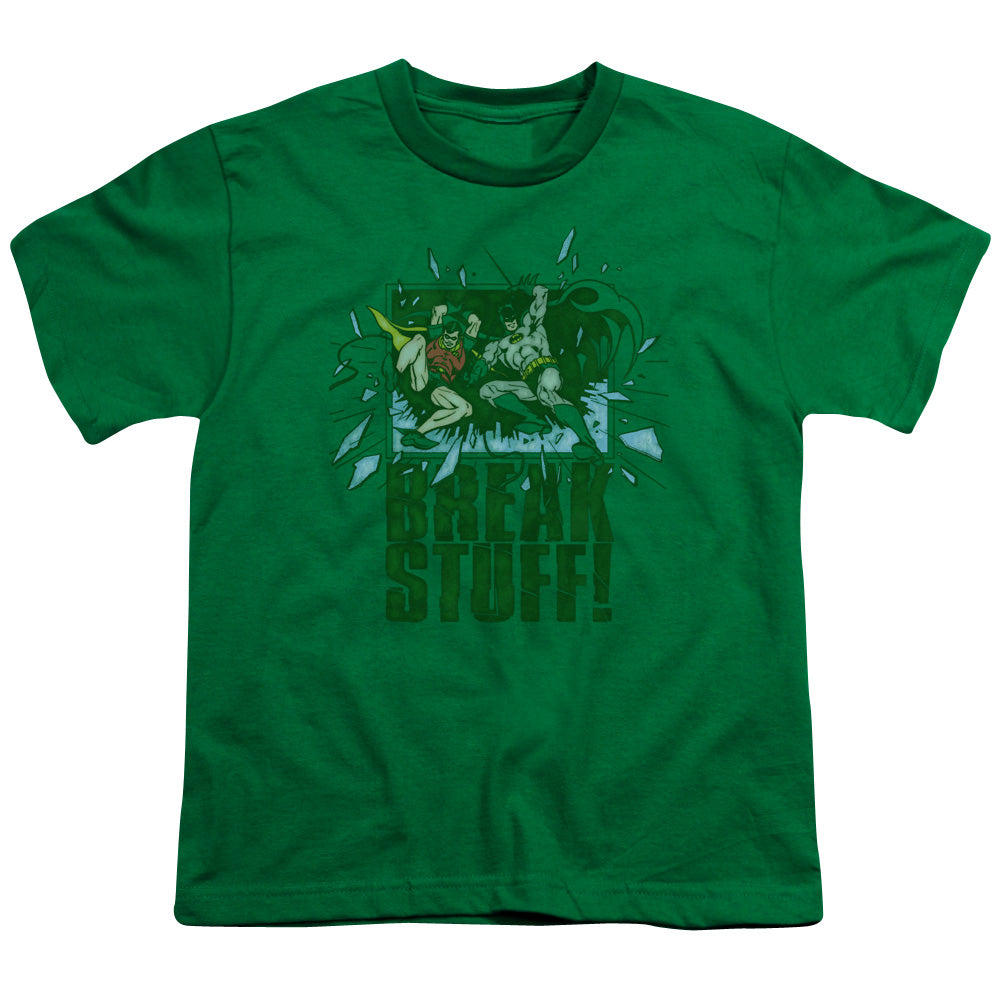 DC Comics Break Stuff Kids Youth T Shirt Kelly Green