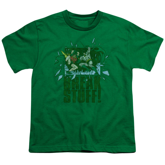 DC Comics Break Stuff Kids Youth T Shirt Kelly Green