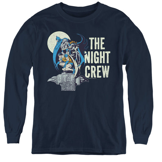 DC Comics Night Crew Long Sleeve Kids Youth T Shirt Navy Blue
