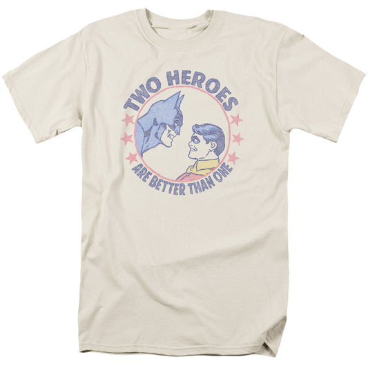 DC Comics Two Heroes Mens T Shirt Cream