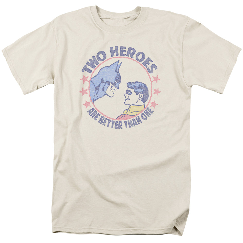 DC Comics Two Heroes Mens T Shirt Cream