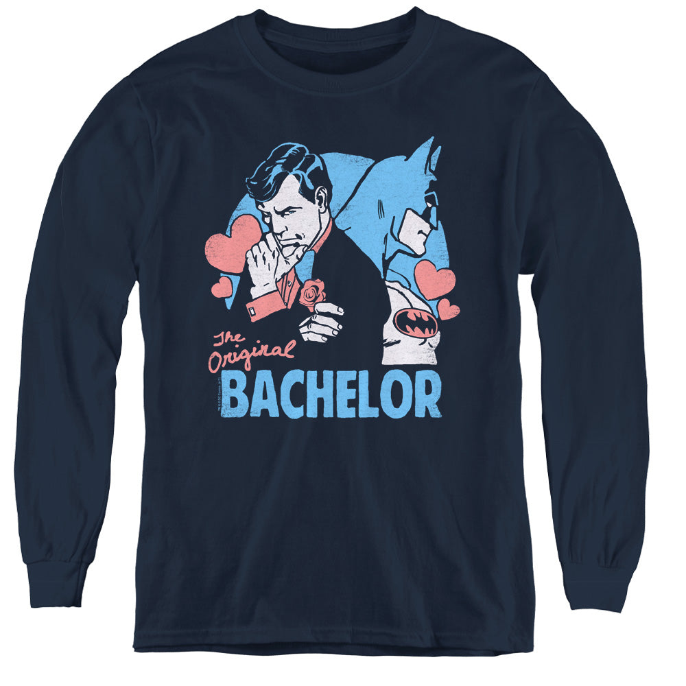 DC Comics Bachelor Long Sleeve Kids Youth T Shirt Navy Blue