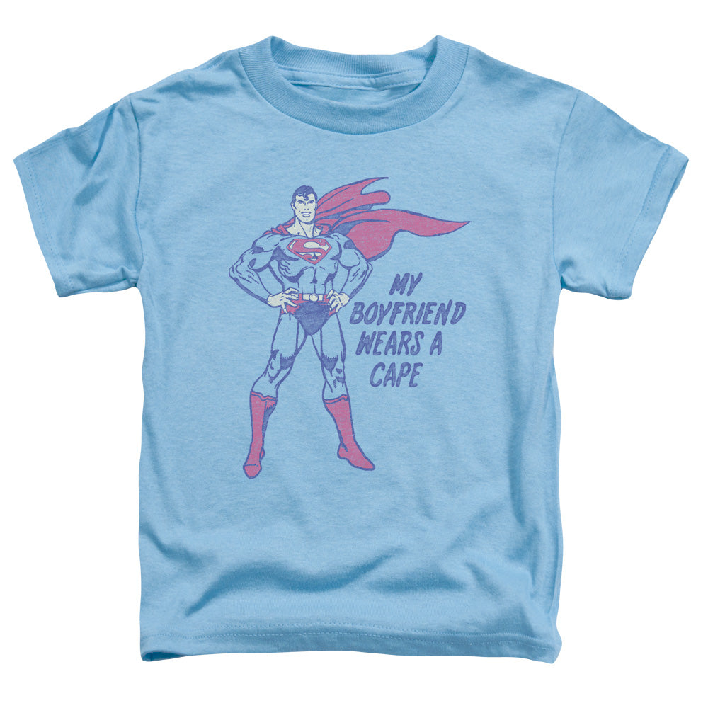 DC Comics Wears a Cape Toddler Kids Youth T Shirt Carolina Blue