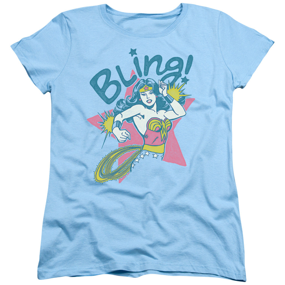 DC Comics Bling Womens T Shirt Light Blue