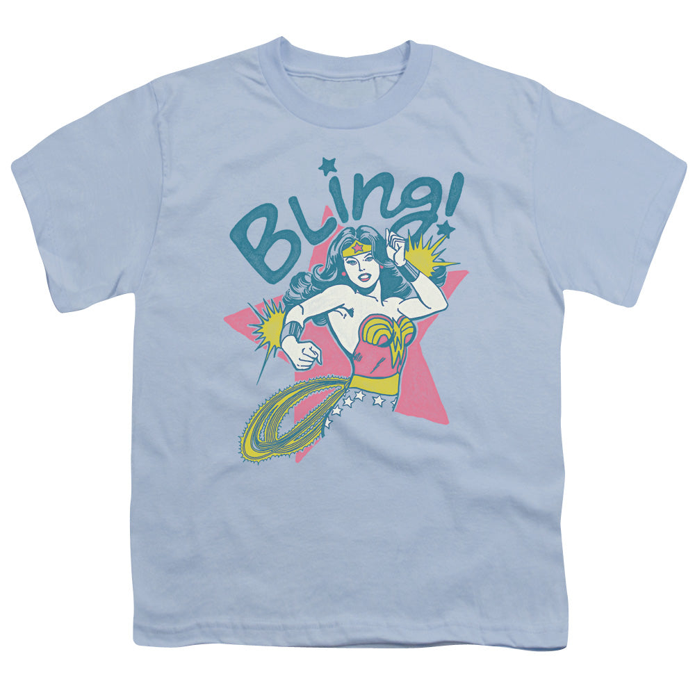 DC Comics Bling Kids Youth T Shirt Light Blue