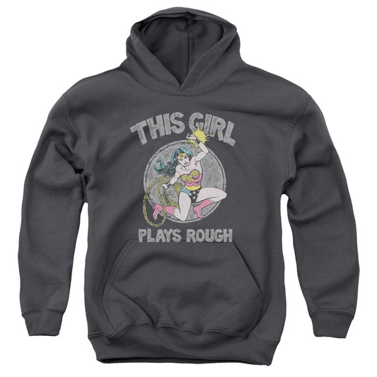 DC Comics Plays Rough Kids Youth Hoodie Charcoal