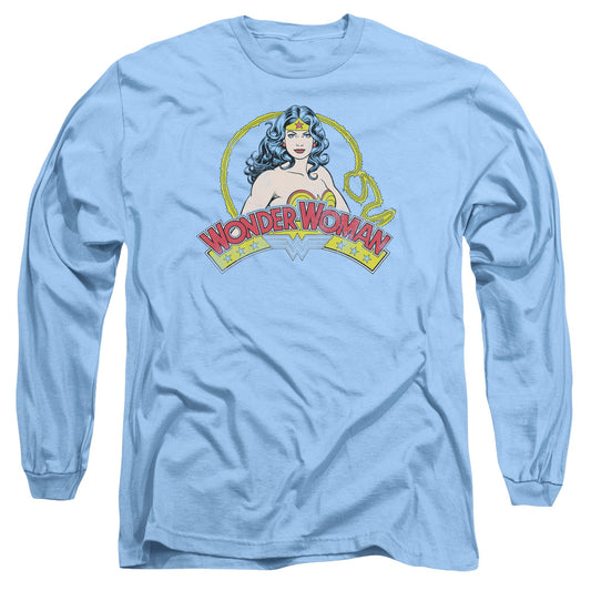 DC Comics Vintage Woman Mens Long Sleeve Shirt Carolina Blue