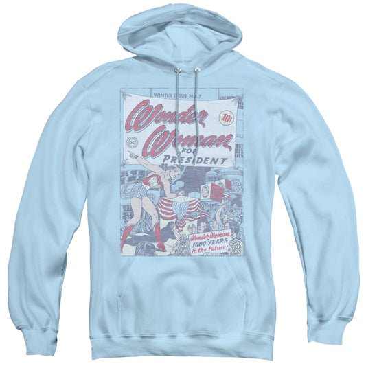 DC Comics Ww for President Mens Hoodie Light Blue
