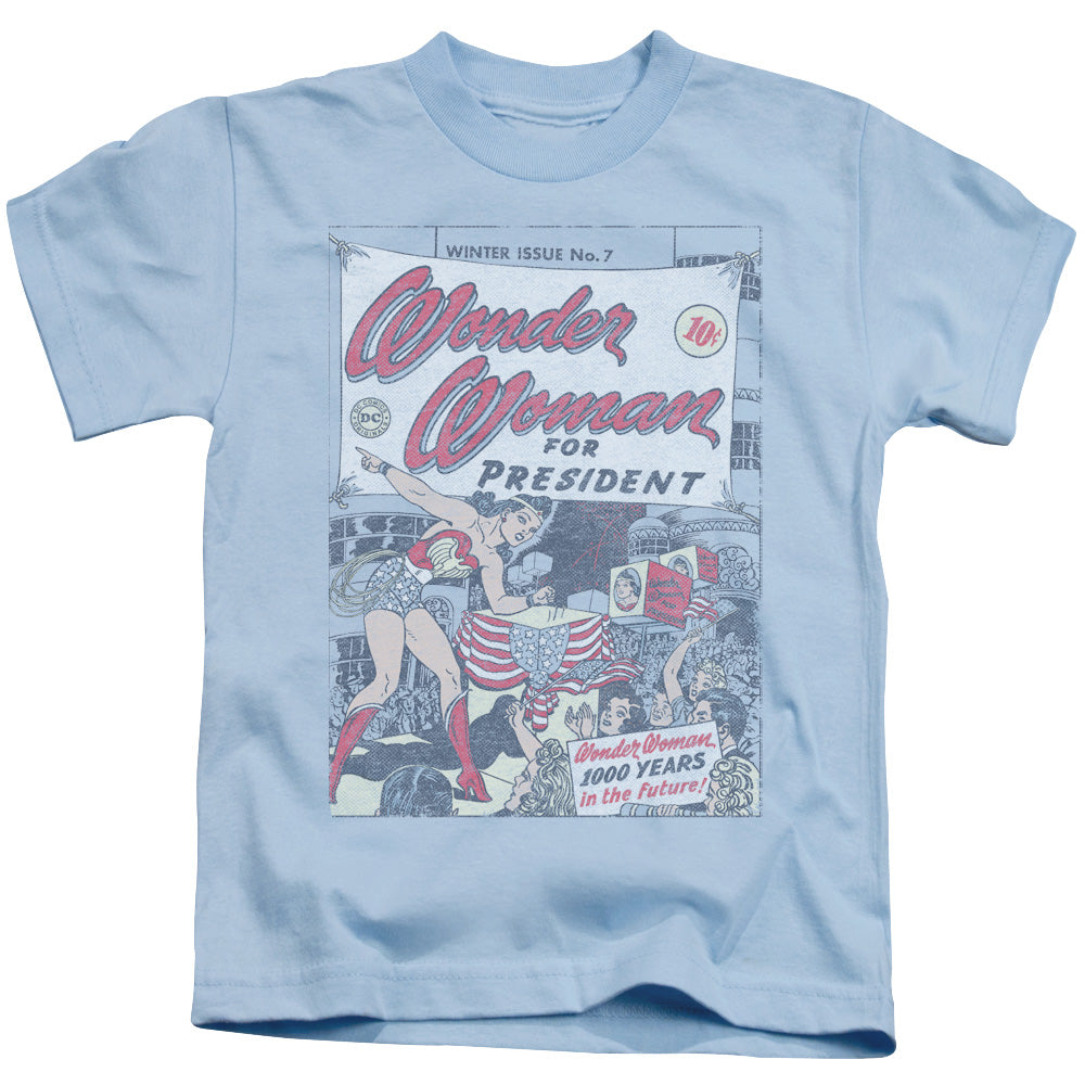 DC Comics Ww for President Juvenile Kids Youth T Shirt Light Blue 