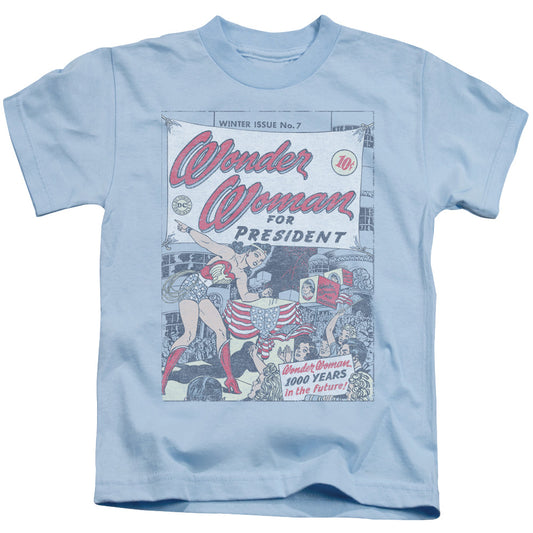 DC Comics Ww for President Juvenile Kids Youth T Shirt Light Blue 