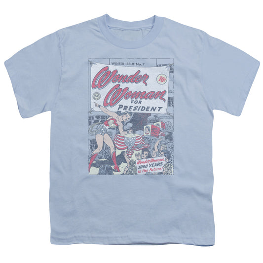 DC Comics Ww for President Kids Youth T Shirt Light Blue