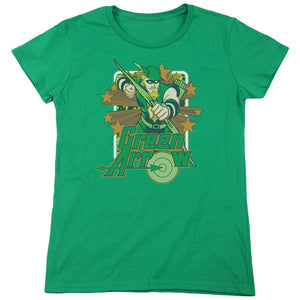 DC Comics Green Arrow Stars Womens T Shirt Kelly Green