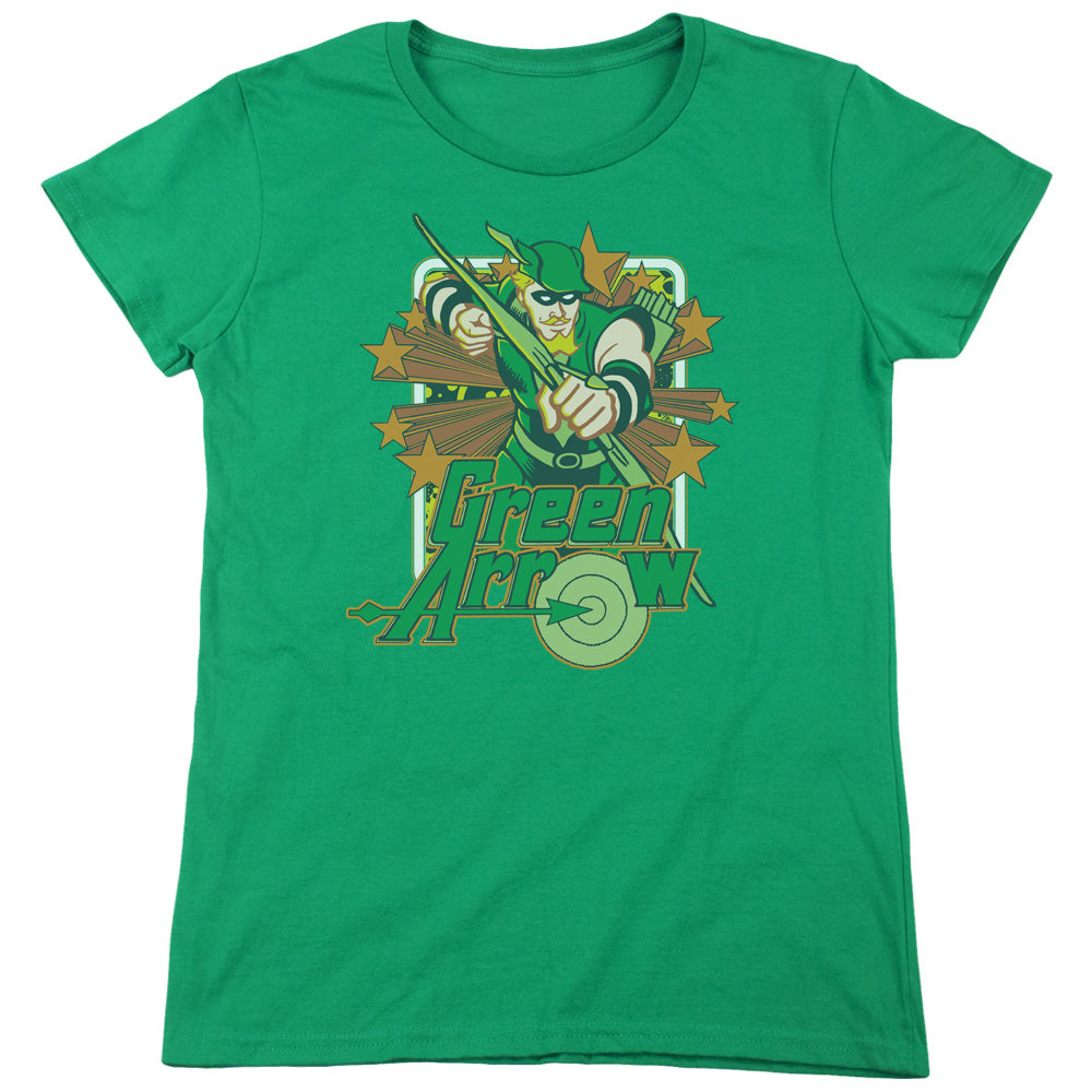 DC Comics Green Arrow Stars Womens T Shirt Kelly Green