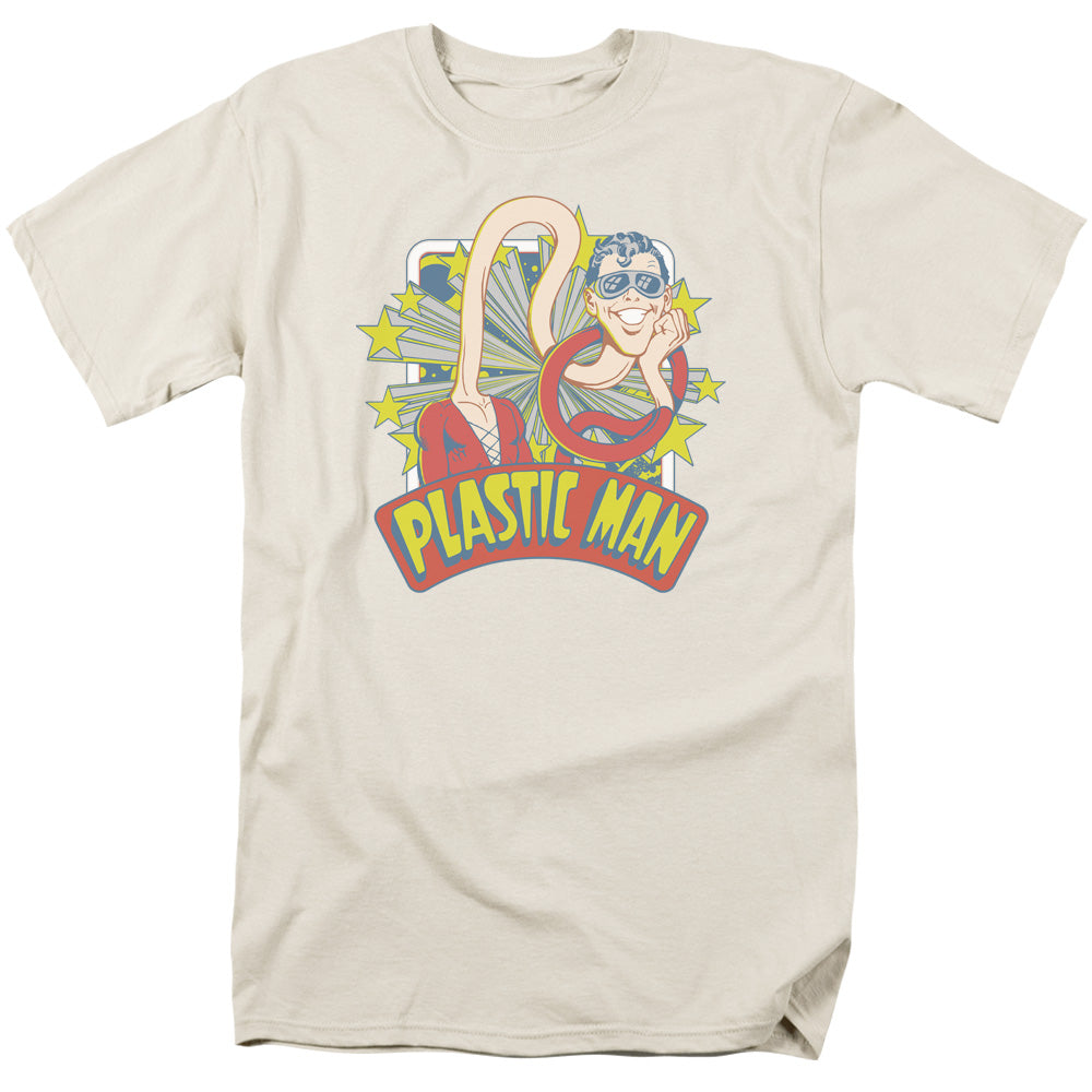 DC Comics Plastic Man Stars Mens T Shirt Cream