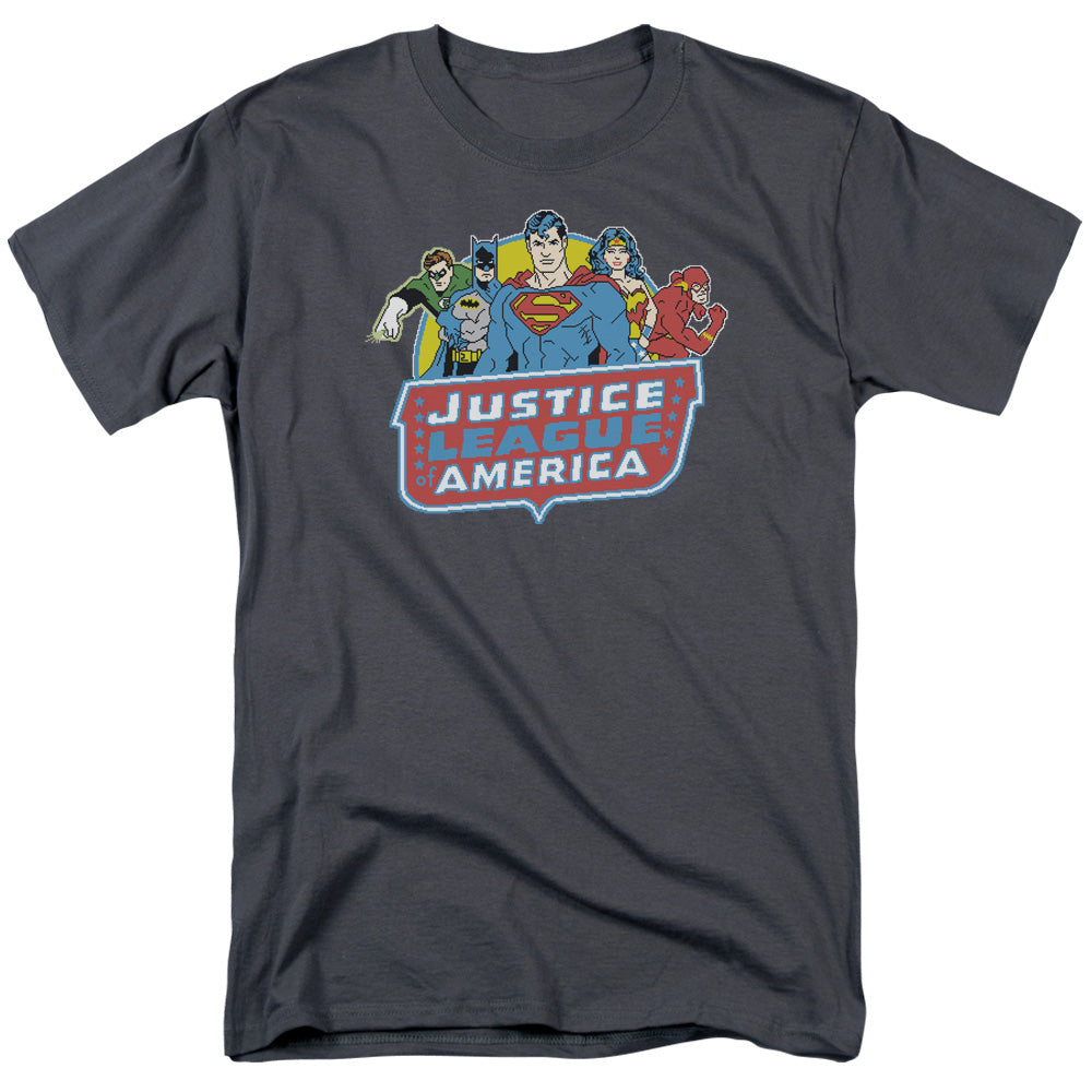 DC Comics 8 Bit League Mens T Shirt Charcoal