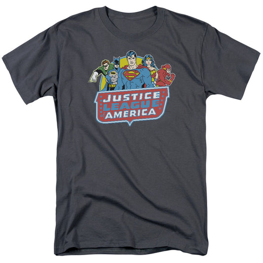 DC Comics 8 Bit League Mens T Shirt Charcoal