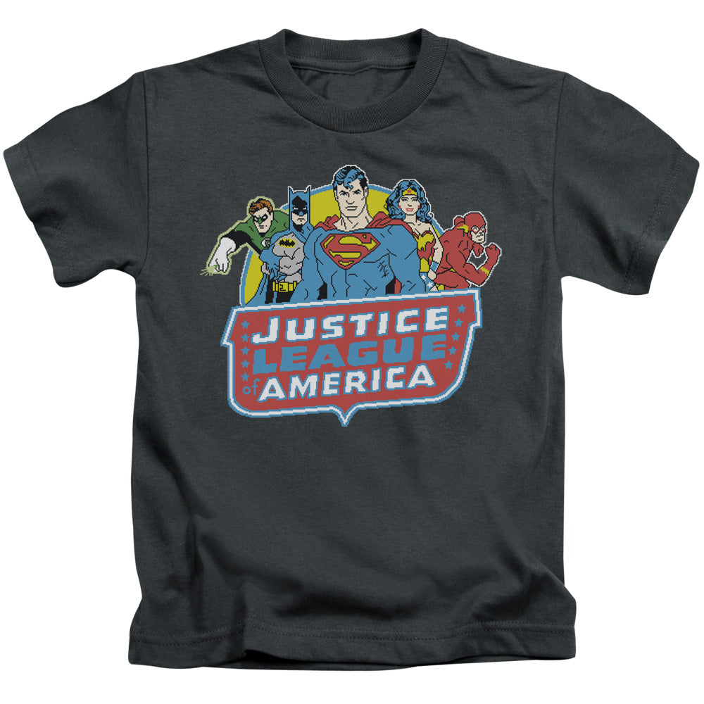 DC Comics 8 Bit League Juvenile Kids Youth T Shirt Charcoal 