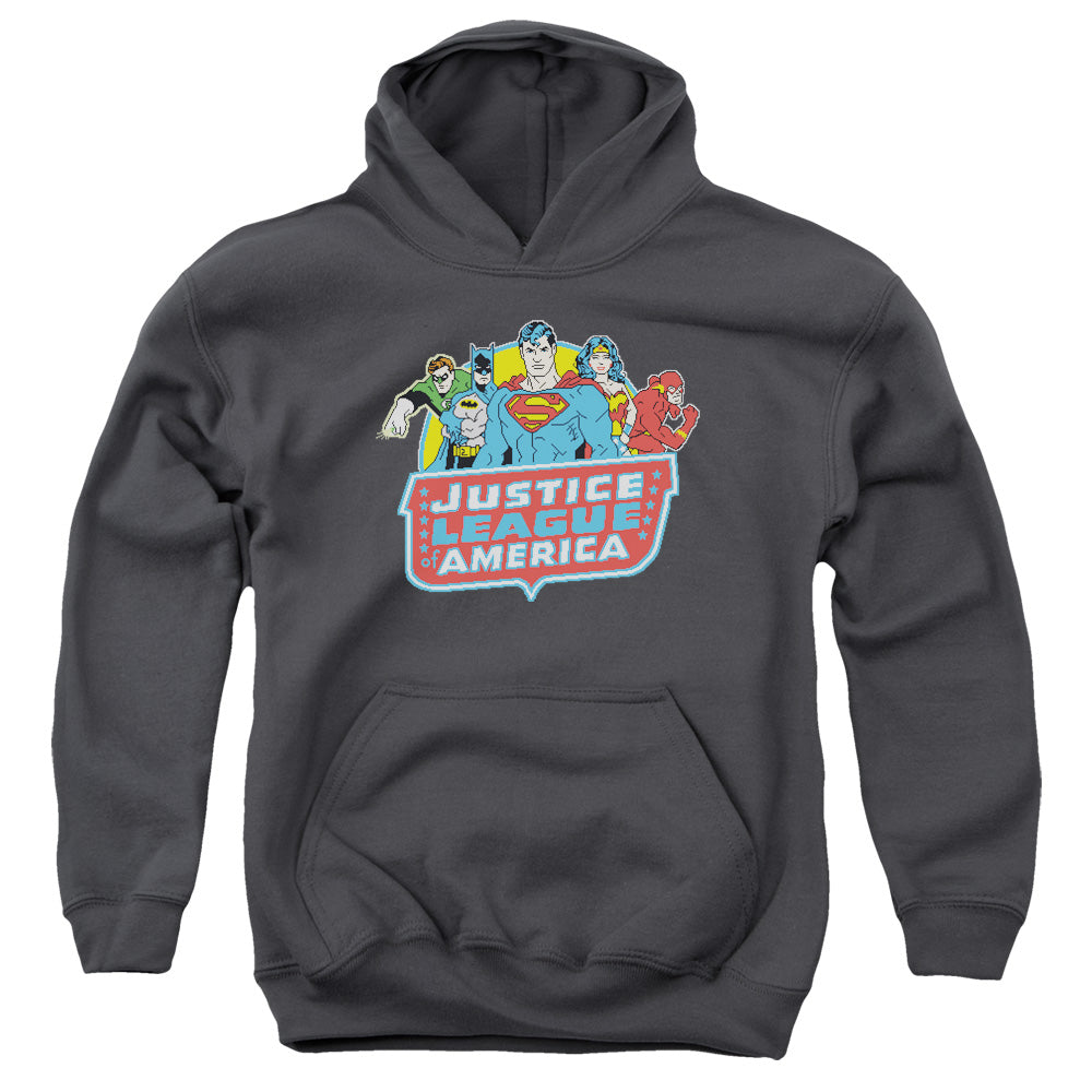 DC Comics 8 Bit League Kids Youth Hoodie Charcoal
